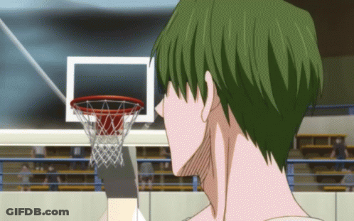 Man With Green Hair Looking At Basketball Net GIF