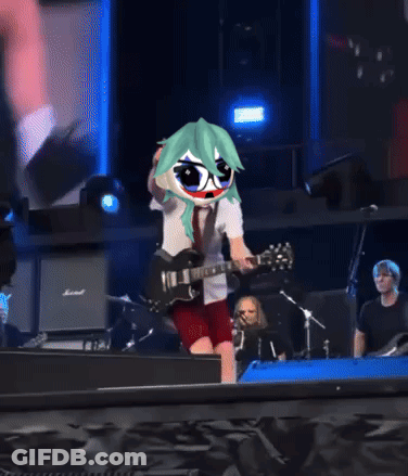 Man With Green Hair Playing Guitar GIF