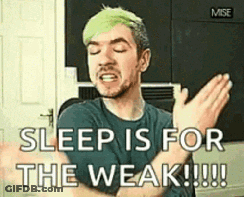 Man With Green Hair Saying Sleep Is For The Weak GIF