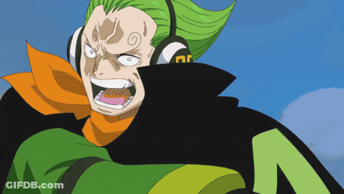 Man With Green Hair Wearing Headphones And Scarf GIF