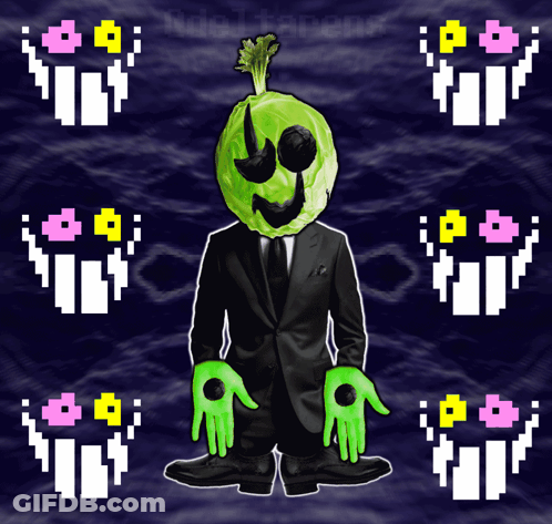 Man With Green Head And Green Hands GIF