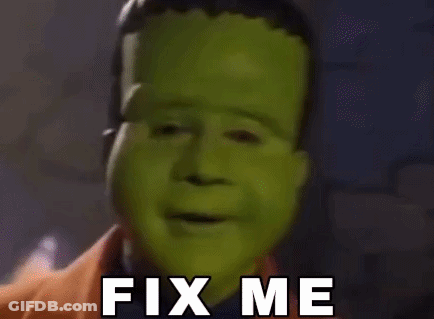 Man With Green Mask Saying Fix Me GIF