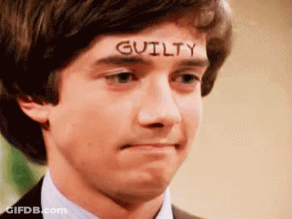 Man With Guilty Written On Forehead GIF