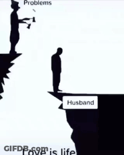 Man With Gun And Woman On Cliff Saying Husband Winston GIF