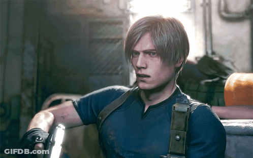 Man With Gun On Shoulder Looks At Camera GIF