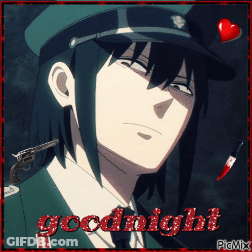 Man With Gun Saying Goodnight GIF