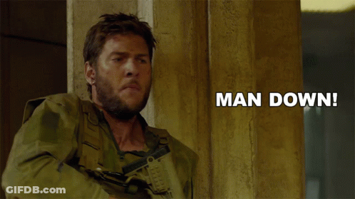 Man With Gun Says Man Down GIF