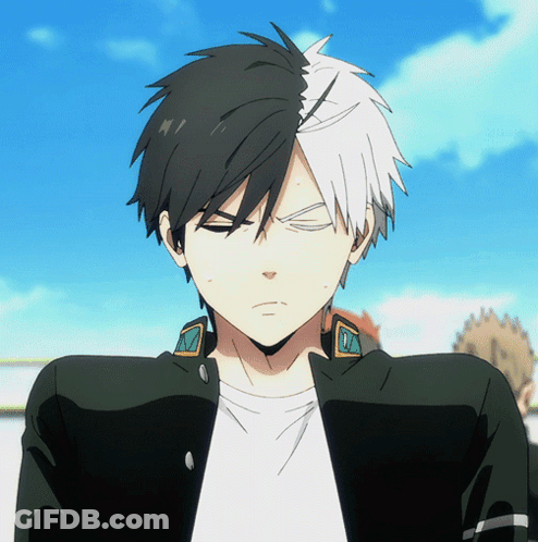 Man With Half Black Half White Hair Making Face GIF