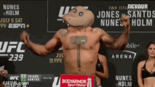 Man With Hammer On Chest UFC 239 Sign GIF