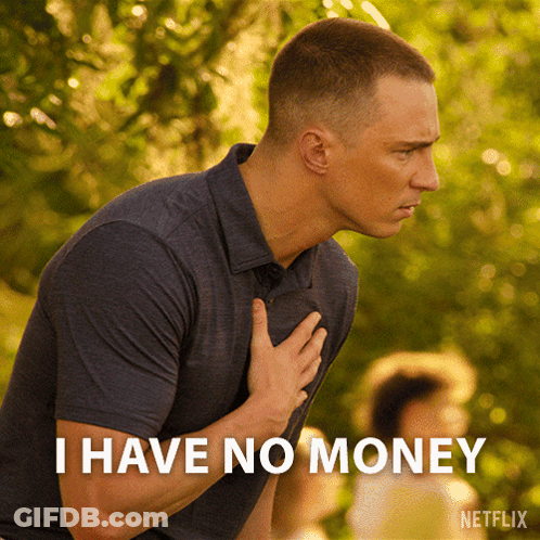 Man With Hand On Chest Saying I Have No Money GIF