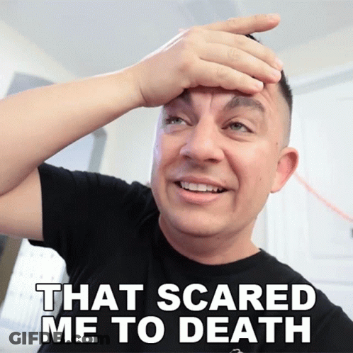Man With Hand On Forehead Saying That Scared Me To Death GIF