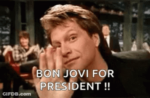 Man With Hands On Face Saying Bon Jovi For President GIF