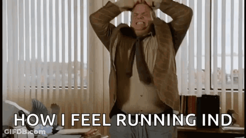 Man With Hands On Head Saying How I Feel Running GIF