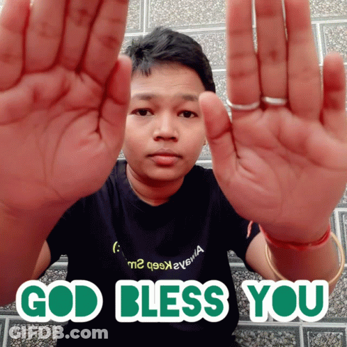 Man With Hands Up Saying God Bless You GIF