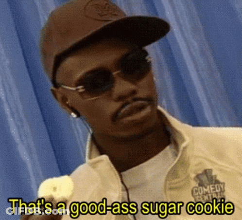 Man With Hat And Sunglasses Says That's A Good-Ass Sugar Cookie GIF