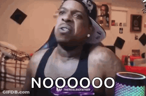 Man With Hat And Tank Top Funny Face At Speaker GIF