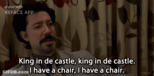 Man With Hat And Tie Says King In Castle GIF
