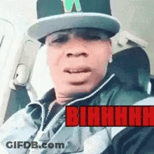Man With Hat Jacket In Car Bihhhh GIF