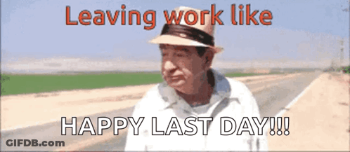 Man With Hat Leaving Work Like Happy Last Day GIF