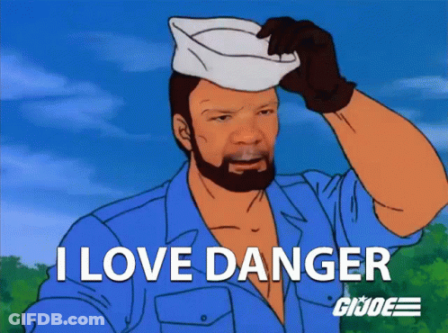 Man With Hat Says I Love Danger GIF