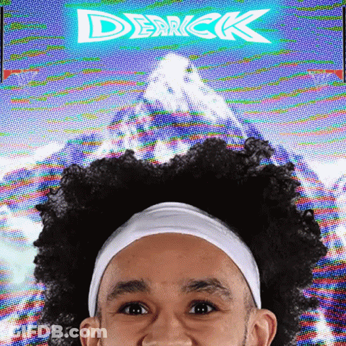 Man With Headband In Front Of Mountain Saying Derrick GIF