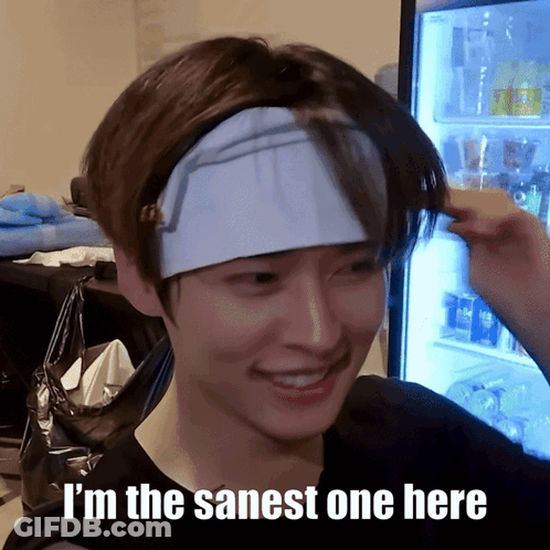 Man With Headband Saying I'm The Sanest One Here GIF