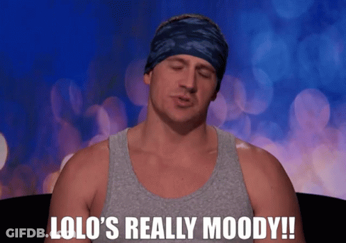 Man With Headband Saying Lolo's Really Moody GIF