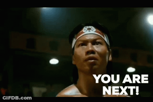 Man With Headband Saying You Are Next GIF