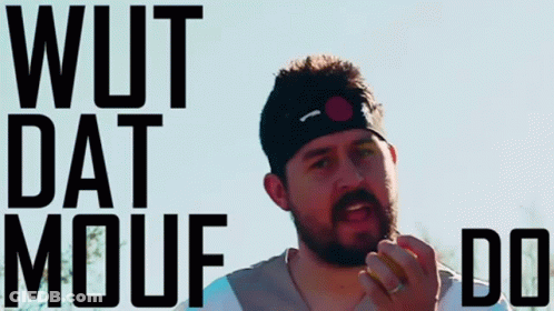 Man With Headband Wut Dat Mouf Do GIF