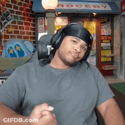 Man With Headphones And Bandana At Grocery Store GIF