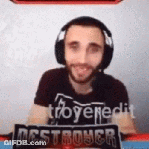 Man With Headphones And Destroyer Sign In Front Of Screen GIF