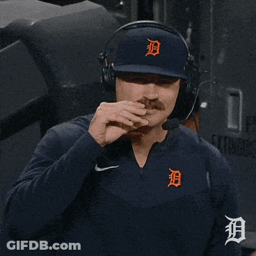 Man With Headphones And Detroit Hat GIF