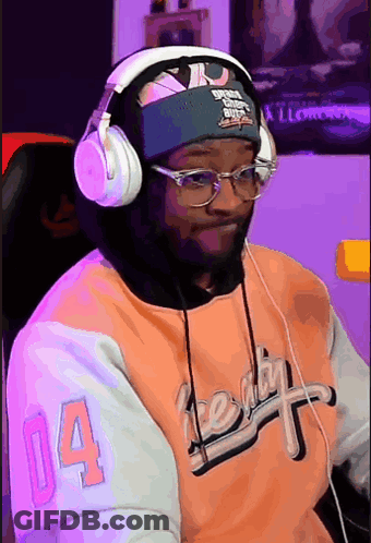 Man With Headphones And Glasses And Number 14 Shirt GIF