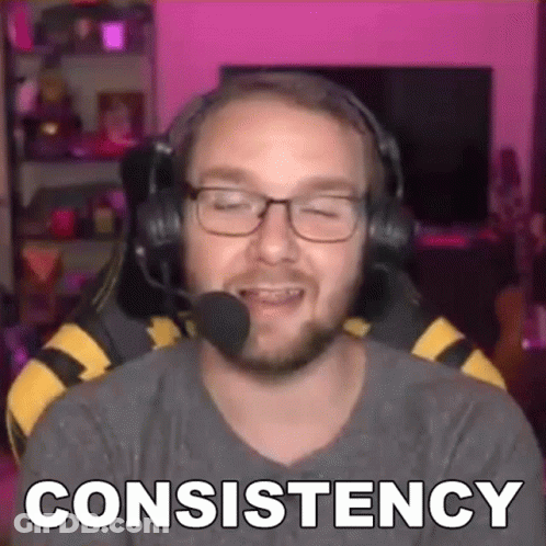 Man With Headphones And Glasses Saying Consistency GIF