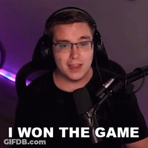 Man With Headphones And Glasses Saying I Won The Game GIF