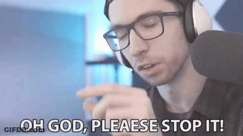 Man With Headphones And Glasses Saying Oh God Please Stop It GIF