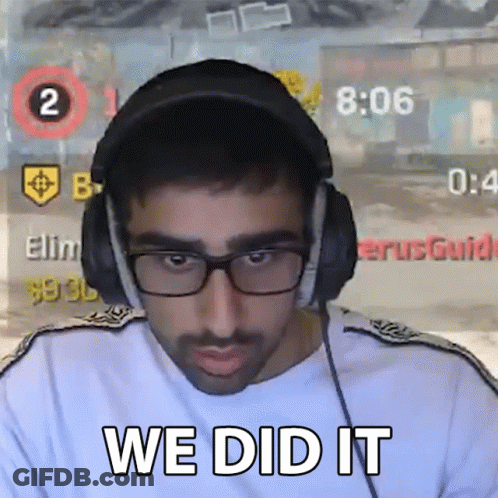 Man With Headphones And Glasses Says We Did It GIF