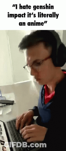 Man With Headphones And Glasses Typing On Laptop GIF
