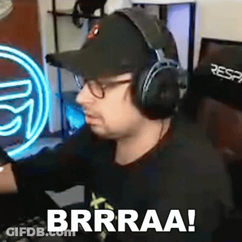 Man With Headphones And Hat At Computer Brrraa GIF