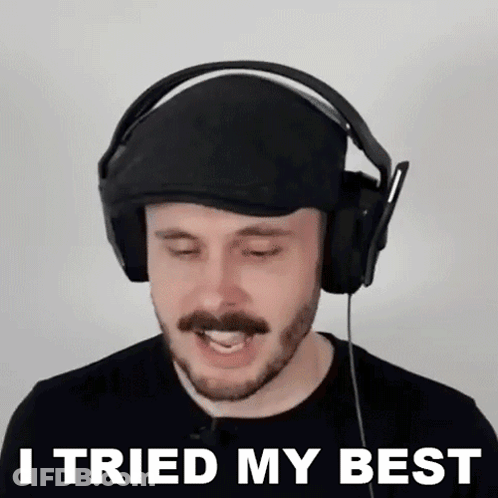 Man With Headphones And Hat Saying I Tried My Best GIF