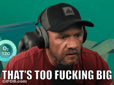 Man With Headphones And Hat Saying That's Too Fucking Big GIF