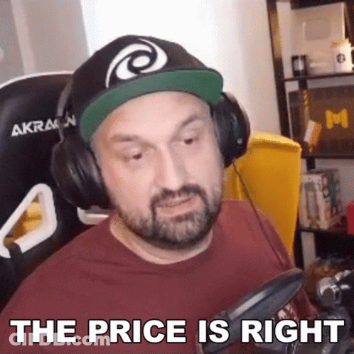 Man With Headphones And Hat Says The Price Is Right GIF