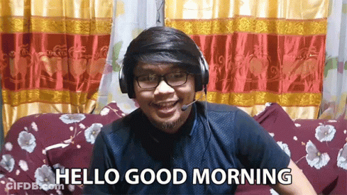 Man With Headphones And Headset Saying Hello Good Morning GIF