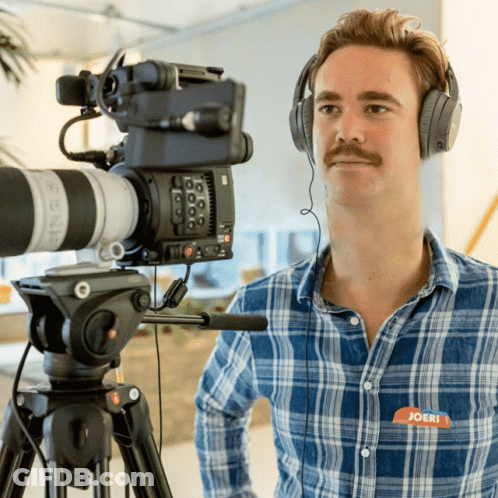 Man With Headphones And Joeri Name Tag GIF