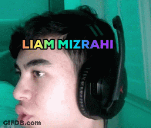 Man With Headphones And Liam Mizrahi On Forehead GIF