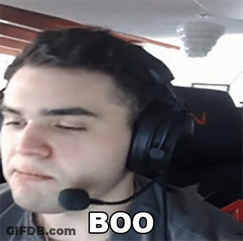 Man With Headphones And Microphone Saying Boo GIF