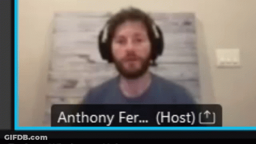 Man With Headphones And Name Tag Anthony Fer GIF