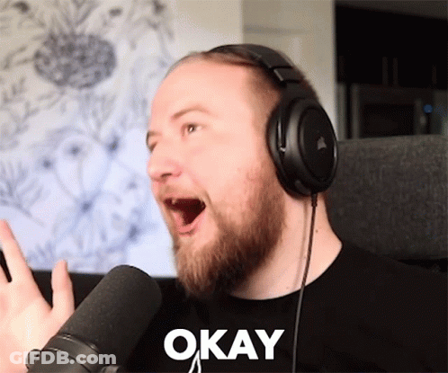 Man With Headphones And OK Shirt GIF