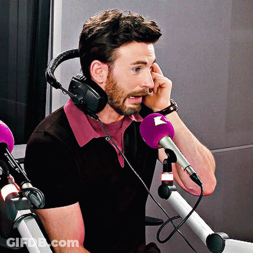 Man With Headphones And Purple Microphone GIF
