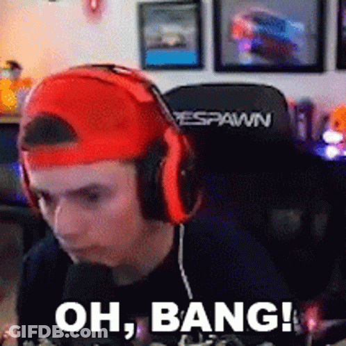Man With Headphones And Red Hat Saying Oh Bang GIF